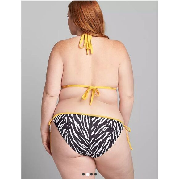 Lane Bryant string bikini black and white with yellow zebra print Size 20 - Picture 2 of 7